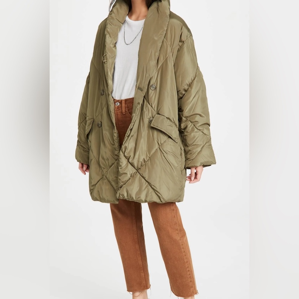 free people ella puffer jacket green size XS